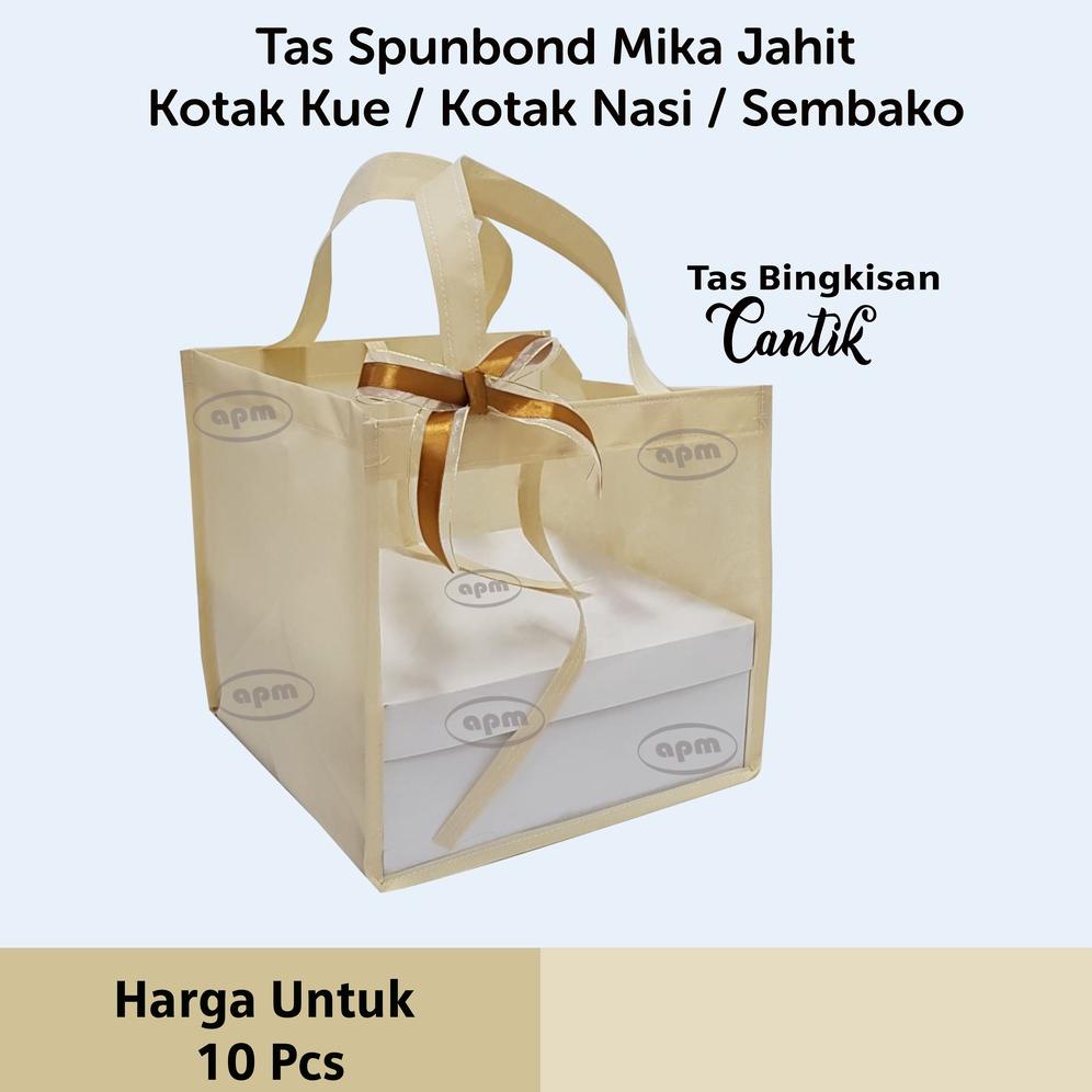 

7.7 Tas Spunbond Mika Jahit Kotak Kue / Kotak Nasi / Sembako