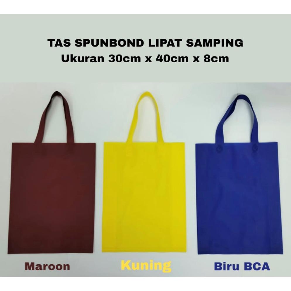 

New Tas Spunbond / Goodiebag Lipat Samping Ukuran 30cm x 40cm x 8cm Polos (12 pcs)