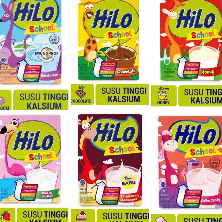 ✨Mall✨ (free mug) Hilo school 500gr coklat/honey/vanila vegibery/bubble gum/strawbery cheesecake/catton candy murah