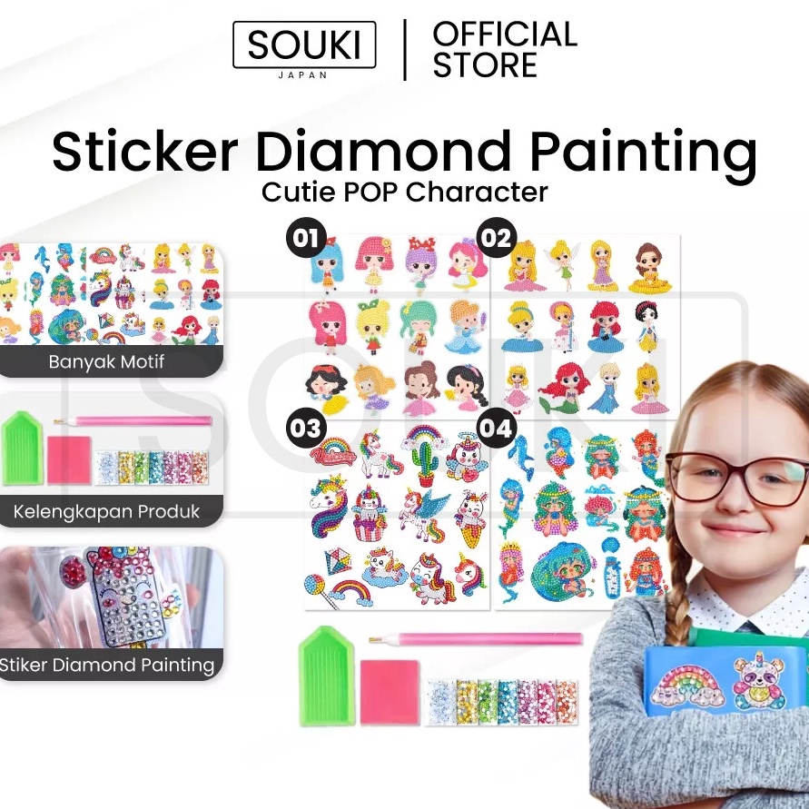 

✨ 7.7 Souki - Sticker Diamond Painting/ Mainan Anak Sticker DIY Diamond Cutie Pop/ Stiker Edukasi/ Painting Sticker Korea