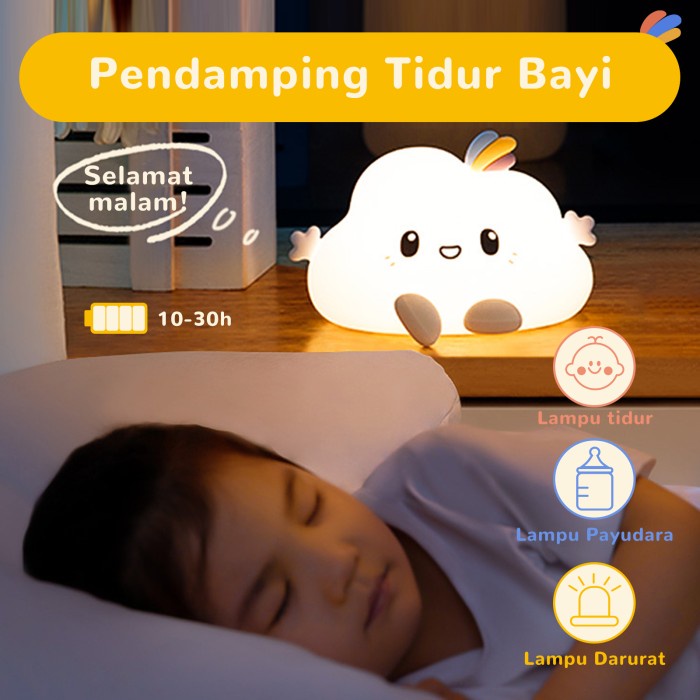 Hyderson Lampu Tidur Lucu Led 7 Warna Lampu Tidur Aesthetic Silikon Ma