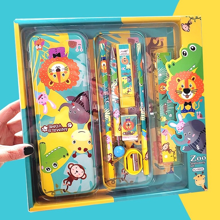 

【MEGA SALE】 Sekolah / Kotak Pensil / Alat Tulis/Cute Stationery Untuk Hadiah Anak / Kotak Pensil Anak Set 7In1