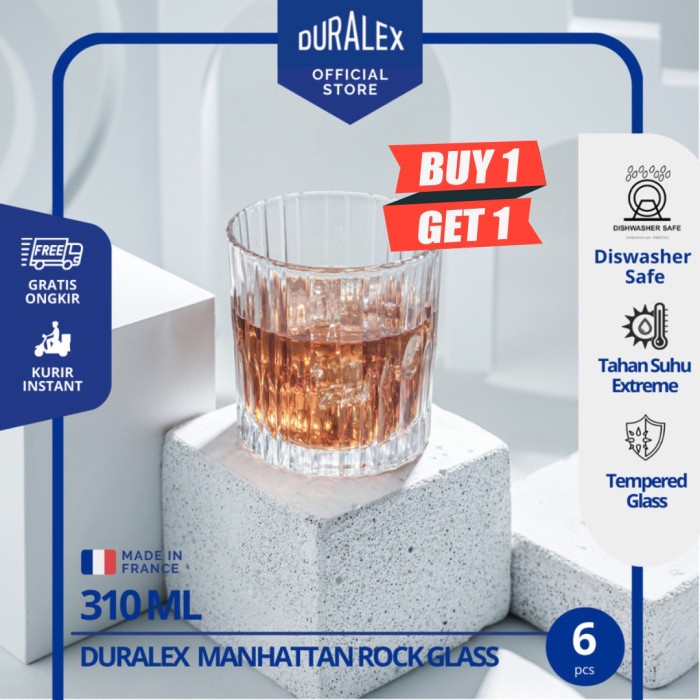 Terlaris Duralex Manhattan Gelas Jus Uk 310Ml ( Tempered Glass ) - Set Of 6