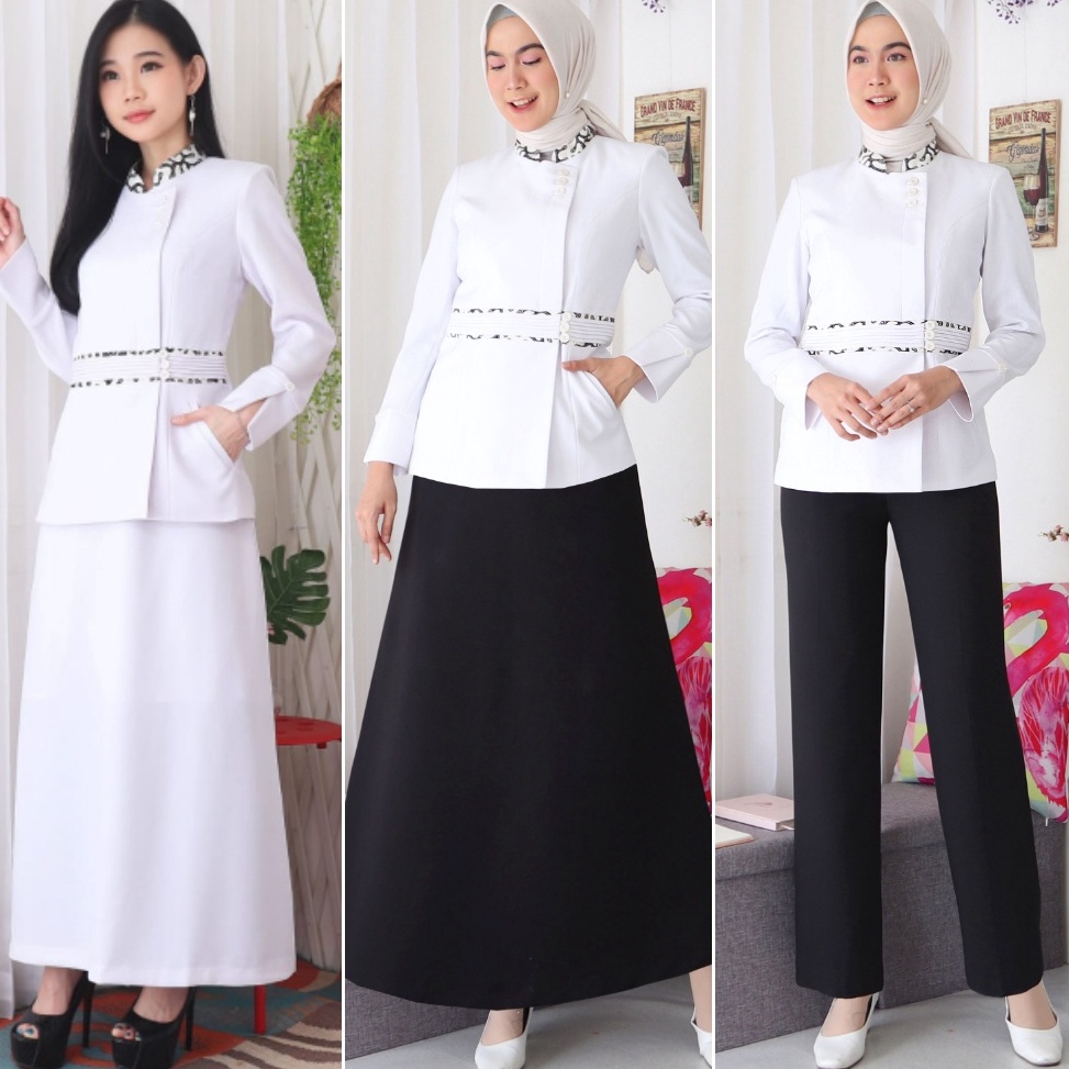 ⚡COD⚡ B&V Blazer PNS ASN Seragam PNS Pemda Baju Dinas Setelan Rok A / Celana PDH Wanita - 7007 HITAM