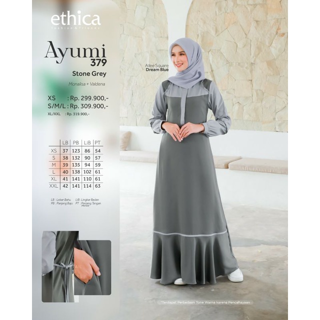Ethica Ayumi 379 Roan Rouge Ethica Ayumi 379 Stone Grey Baju Muslim Gamis Dress Premium Terbaru Ori Lebaran 2023
