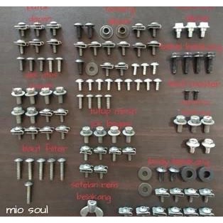Baut Body Full Set Mio Soul Karbu Lengkap Original Bosh Karet Ring Mur