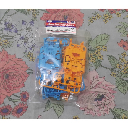 HOT SALE TAMIYA CHASSIS MS CHASSIS SET ( LIGHT BLUE / ORANGE ) # 95386 TERMURAH