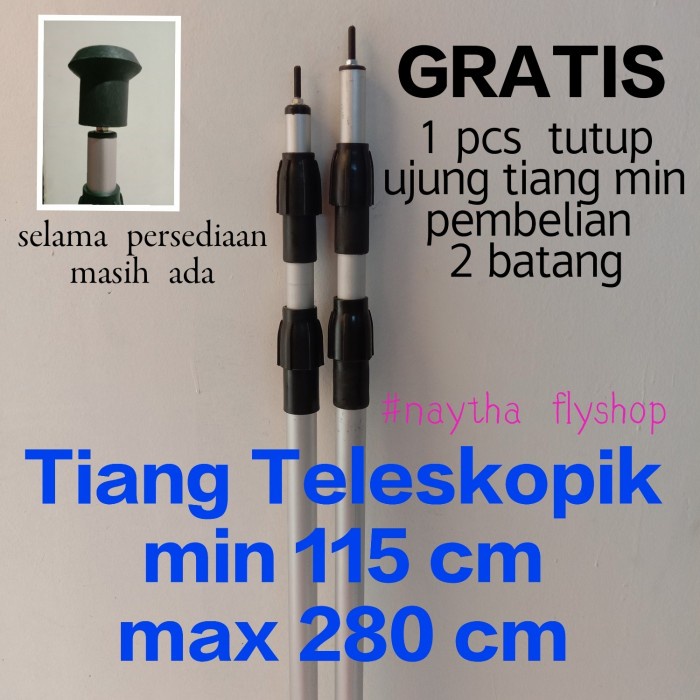 Terlaris Camp Tiang Flysheet Teleskopik 2 Konektor