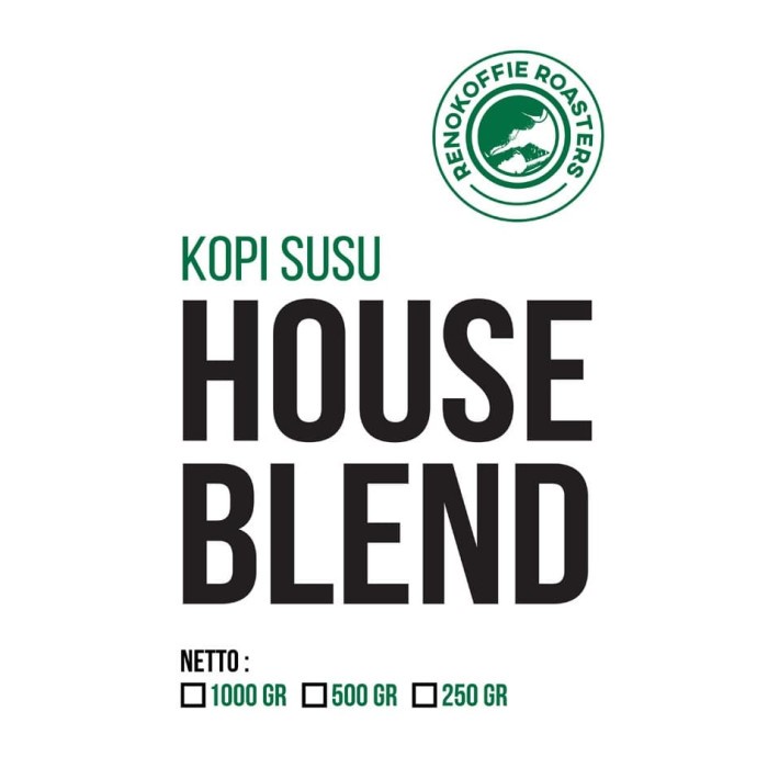 

Kopi Susu House Blend 50% Arabika 50% Robusta (Biji/Bubuk) 250Gr