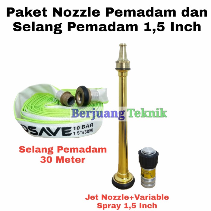 Paket Jet Nozzle Sprayer Pemadam dan Selang Pemadam Kebakaran 1,5 Inch