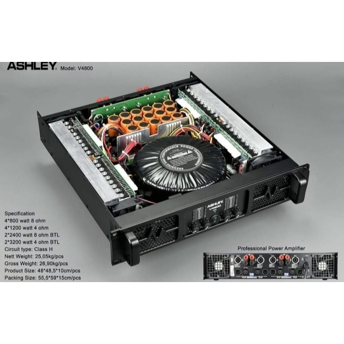 Best Seller Power Amplifier 4 Channel Ashley V4800 V-4800 4800 Original