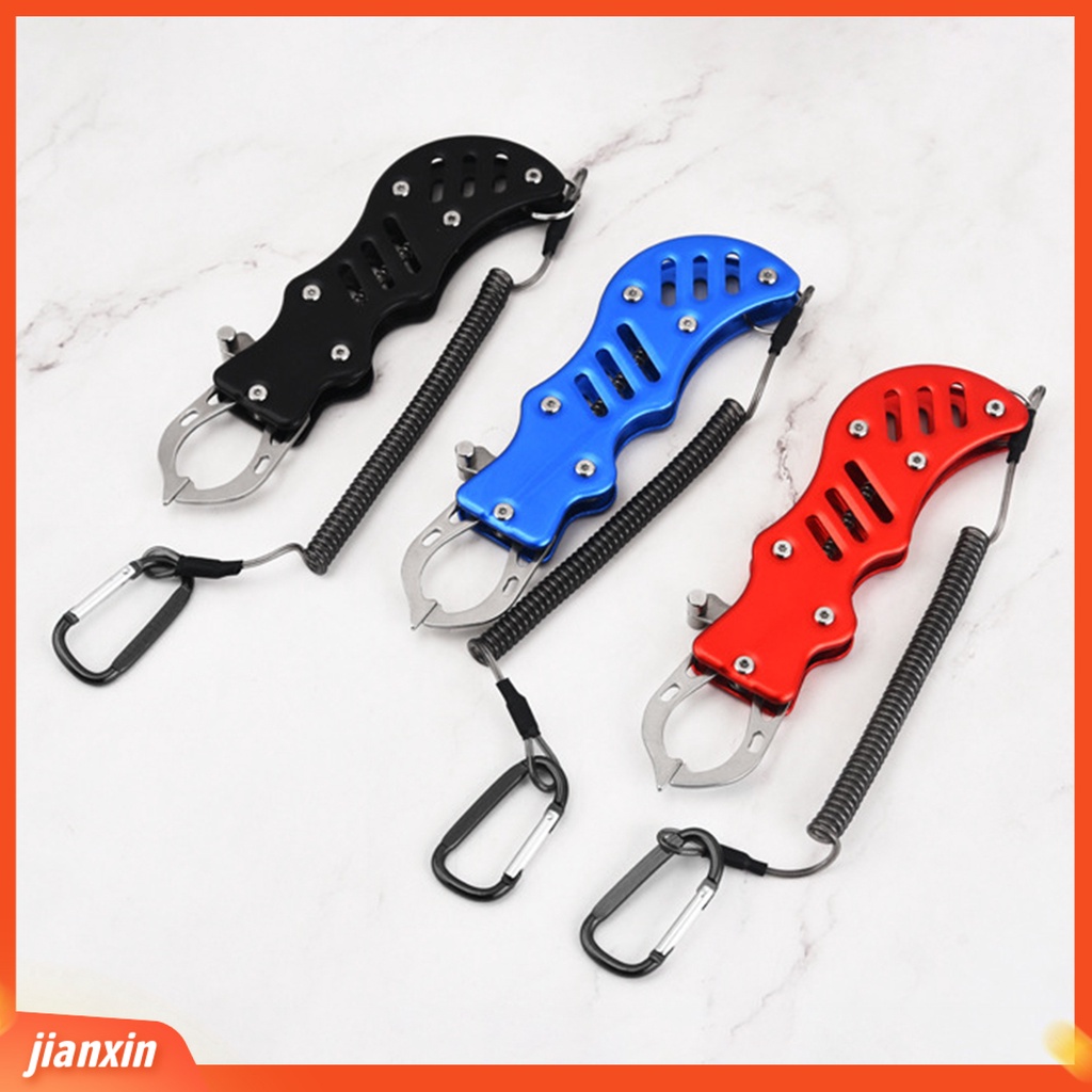 [Jianxin] 1 Set Fish Lip Gripper Operasi Tekan Otomatis Rebound Control Fish Stainless Steel Lure Clamp Memancing Tang Peralatan Angling