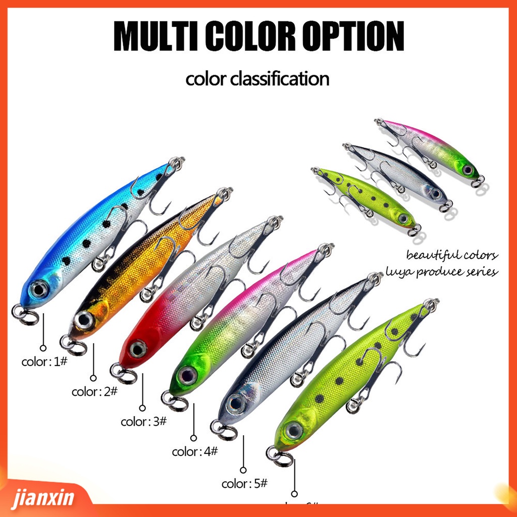 [Jianxin] 5.3cm/3g Lure Bait 2kait Treble Tajam Barb Vibrant Steel Balls Plat Lidah Panjang Tenggelam Perlahan Umpan Bionik Untuk Memancing Di Luar Ruangan