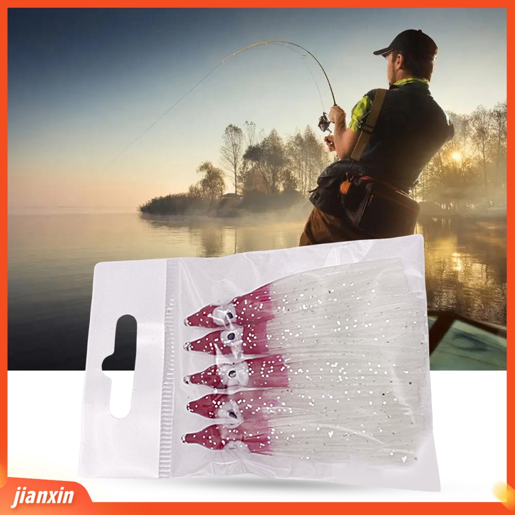 [Jianxin] 5pcs Gurita Umpan Lembut Simulasi Dengan Efek Bercahaya Memancing Air Laut Lembut Cumi Rok Umpan Untuk Memancing Outdoor