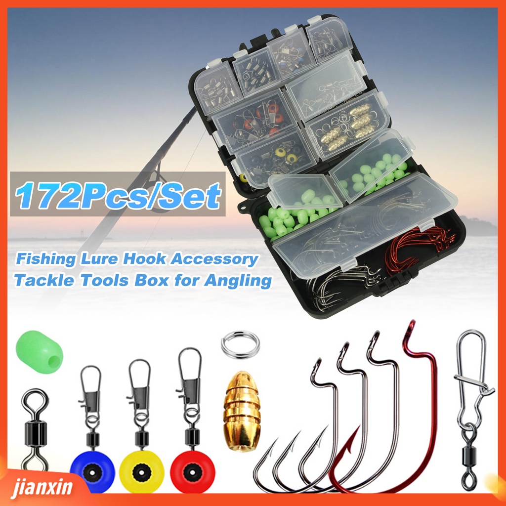 [Jianxin] 172Pcs/Set Multifunctional Fishing Lure Hook Accessory Tackle Tools Box for Angling