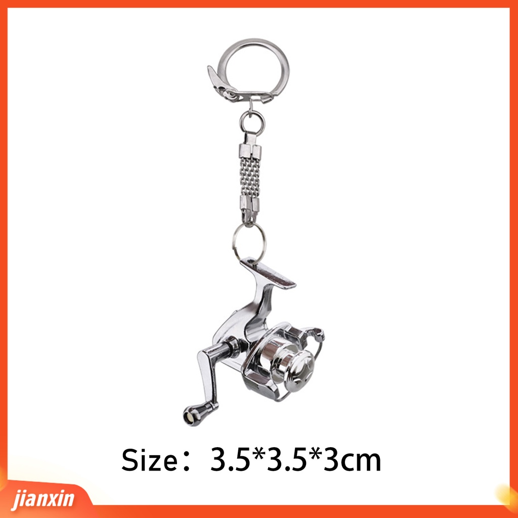 [Jianxin] Alloy Reel Drum Pendant Keychain Key Ring Mini Miniature Sea Fishing Tackle