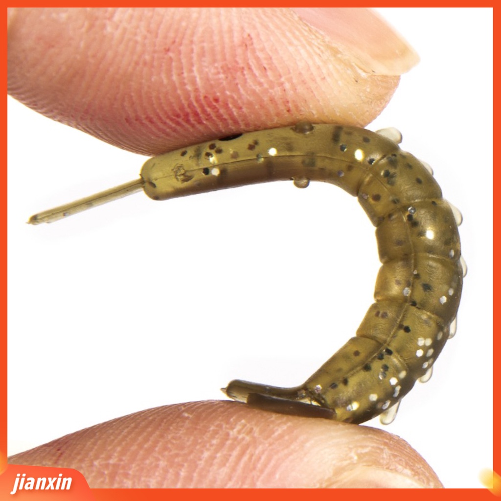 [Jianxin] 100 Pcs / Set Umpan Pancing Soft Bait Bentuk Udang Imitasi Dengan Kail Tajam