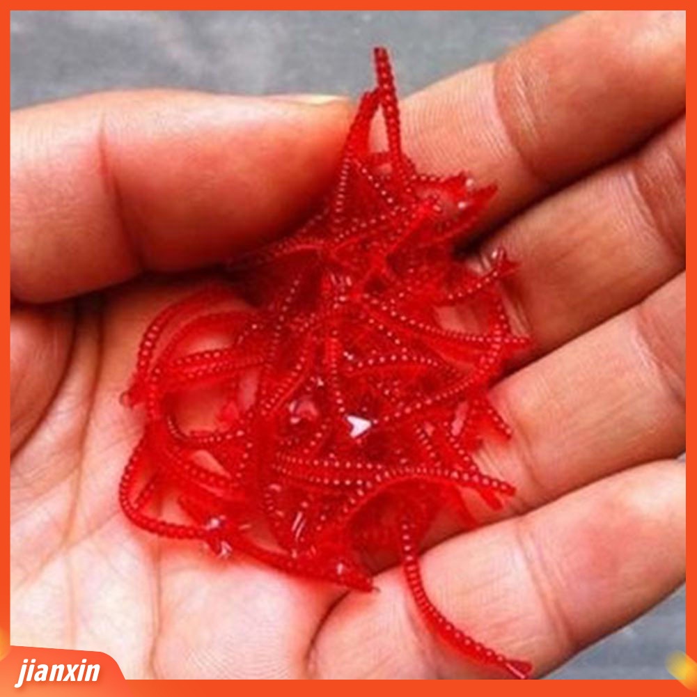 [Jianxin] 50Pcs Umpan Pancing Bentuk Cacing Tanah Imitasi Bahan Lembut Warna Merah