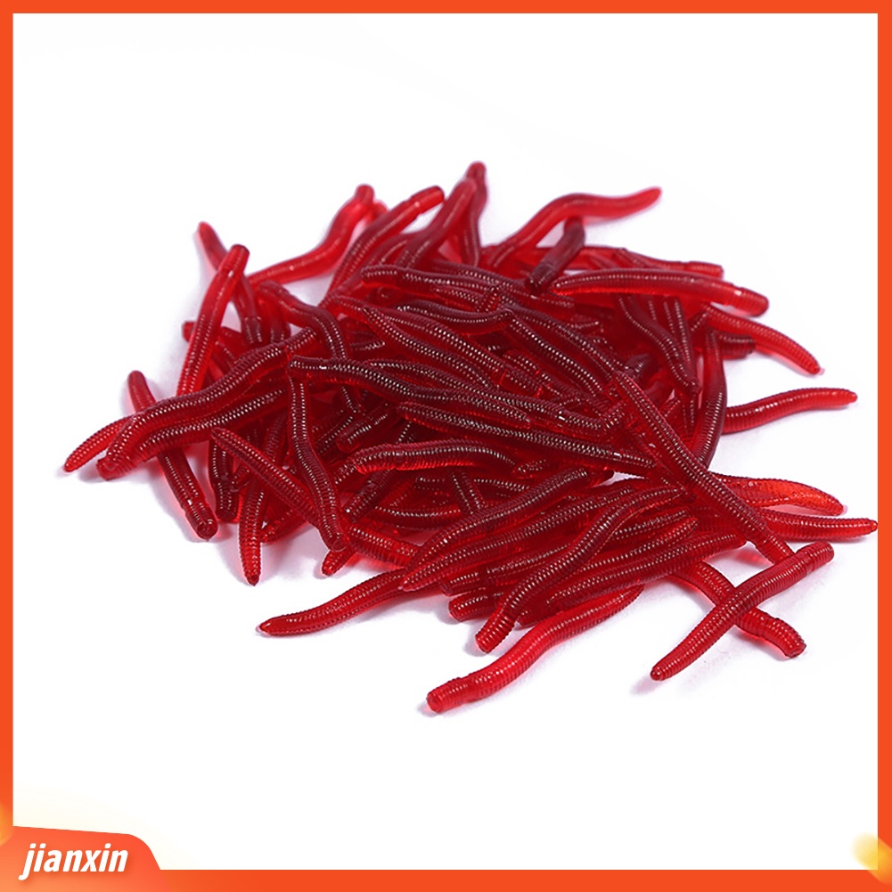 [Jianxin] 50Pcs Umpan Pancing Bentuk Cacing Tanah Imitasi Bahan Lembut Warna Merah