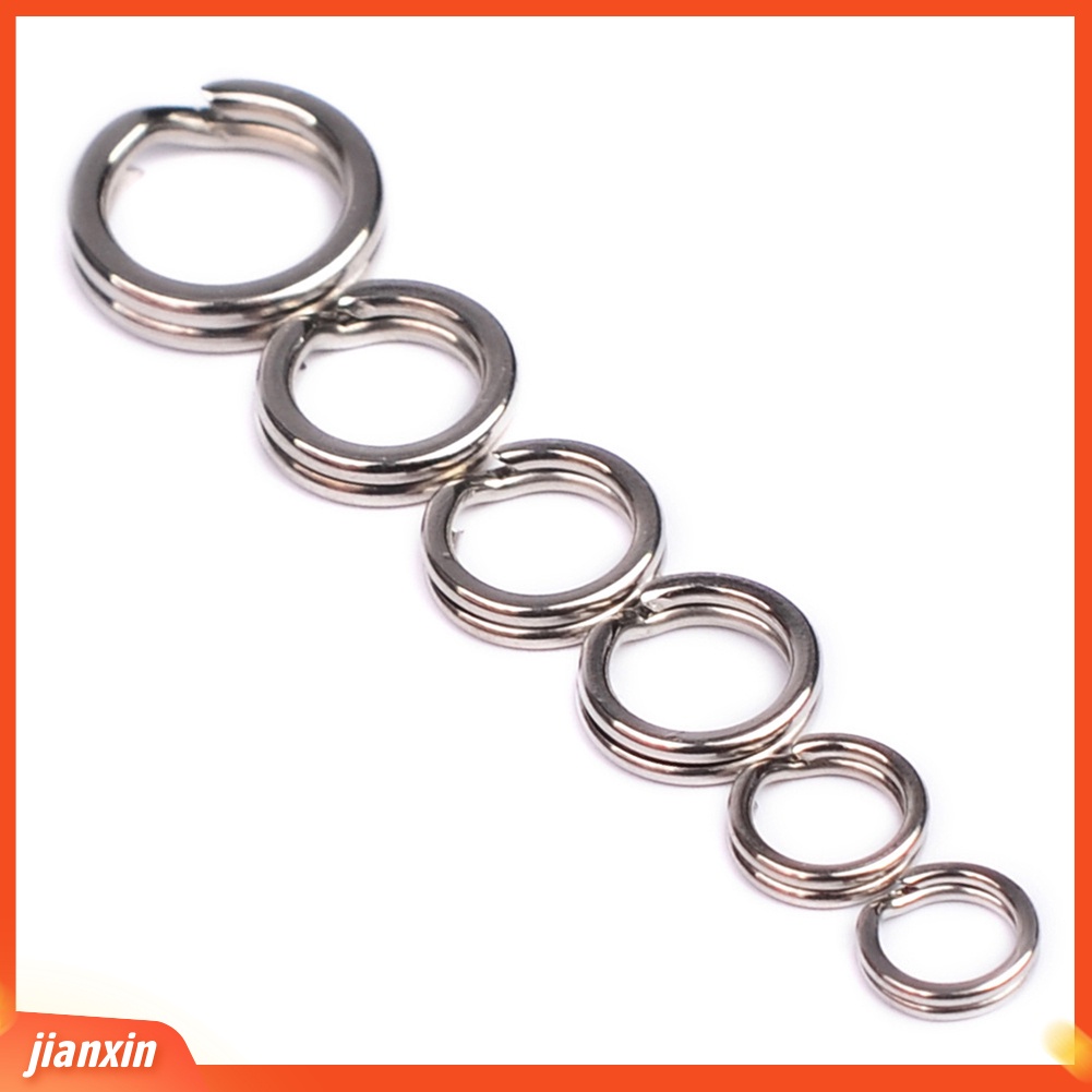 [Jianxin] 100pcs Cincin Loop Split Ganda Bahan Stainless Steel untuk Aksesoris Memancing