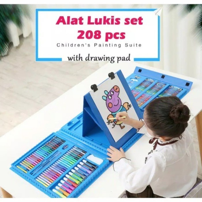 BAROKAH gAMIS Crayon Set 208 Pcs Crayon Alat Melukis Mewarnai Set Lengkap drawing