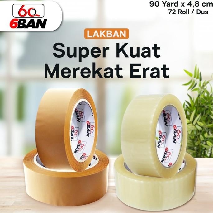 

LAKBAN BENING / LAKBAN COKLAT | Lakban 90 Yard x 4,8 cm Merk 6BAN