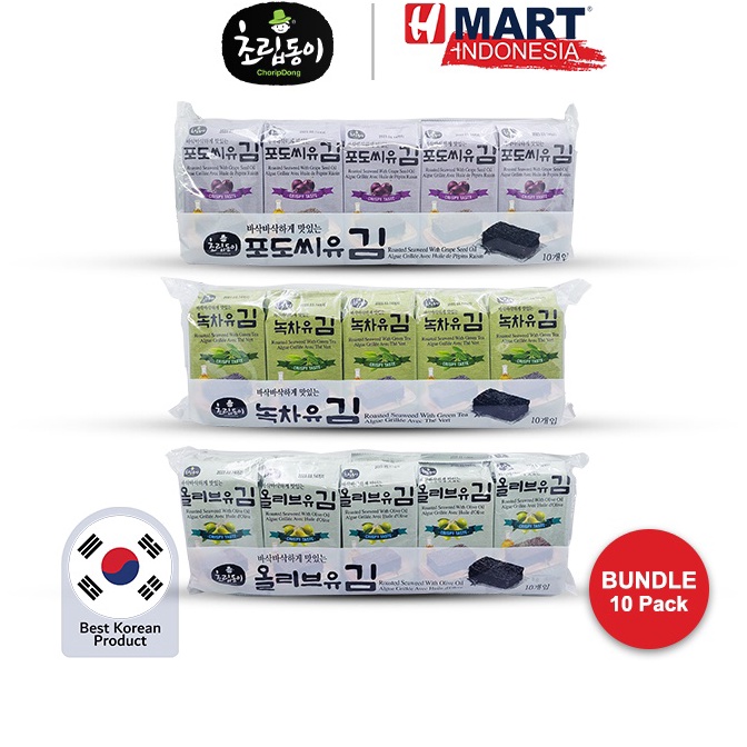 

12.12 MALL Choripdong Roasted Seaweed - Rumput Laut Asli Korea 1 Bundle 10 Pack !!!