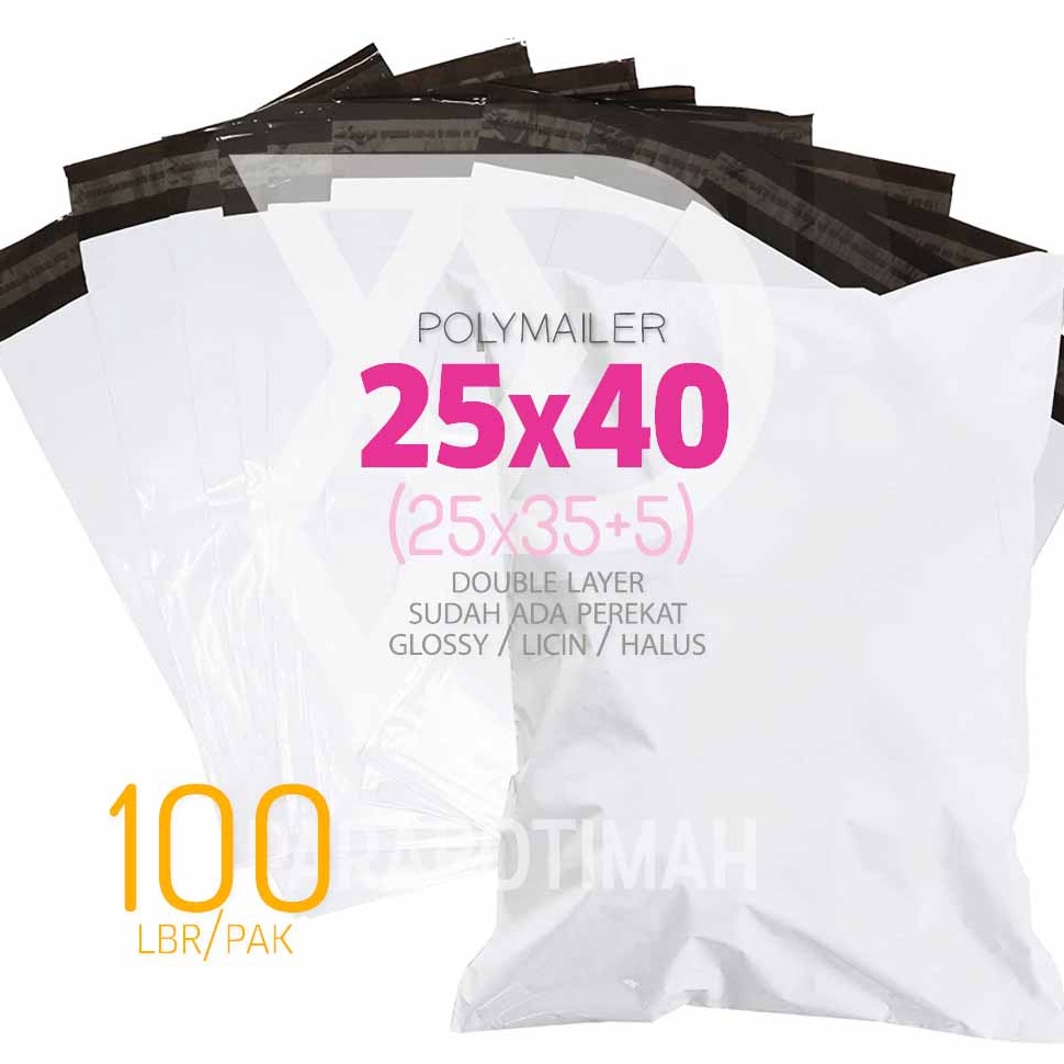 

Promo.. Polymailer plastik packing 25x40 putih keabuan 100 lbr double layer premium look ready murah Bandung N00