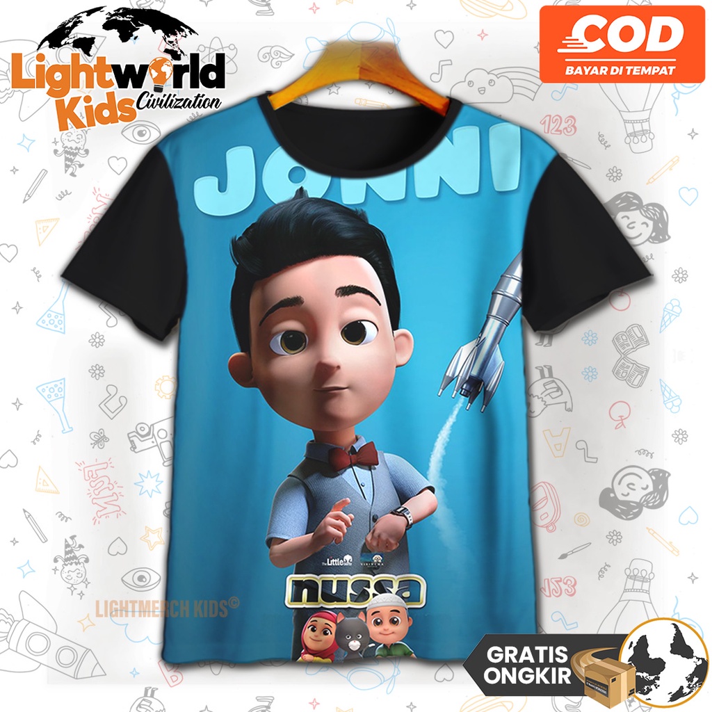 Baju Kaos 3D Anak Model Kartun Nussa Rara v6 T'Shirt 3D Printing Anime Nussa Rara v6 Untuk Usia 1-12