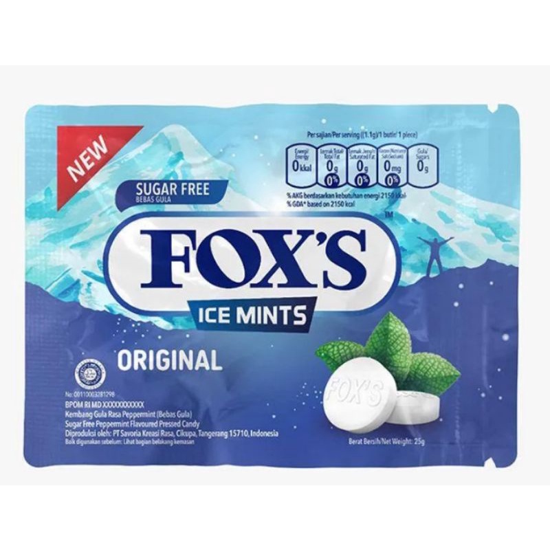 PERMEN FOXS ICE MINTS ORIGINAL 25GR (SUGAR FREE)