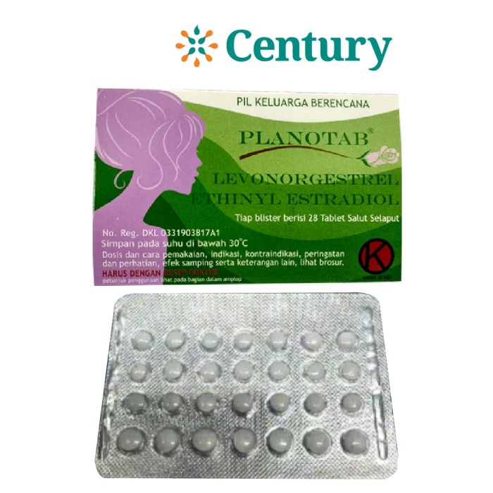 PLANOTAB 1 STRIP ISI 28 TABLET / PIL KB / ORAL KONTRASEPSI / KEHAMILAN / HORMON / WANITA