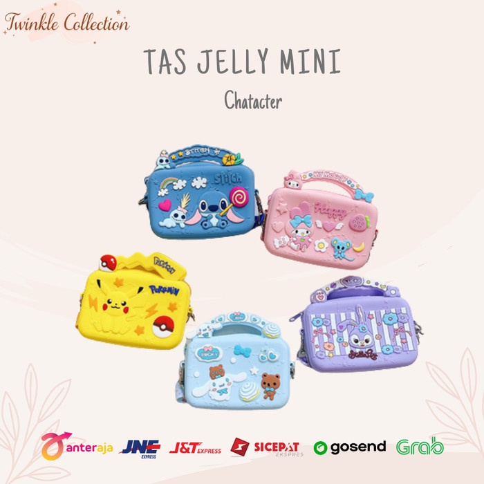 Best Seller Tas Selempang Anak Mini Karet Rubber Jelly Dompet Koin Kartun Karakter
