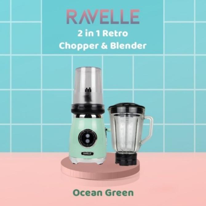 Ravelle - Blender Chopper Retro 2 in 1 - Ocean Green.
