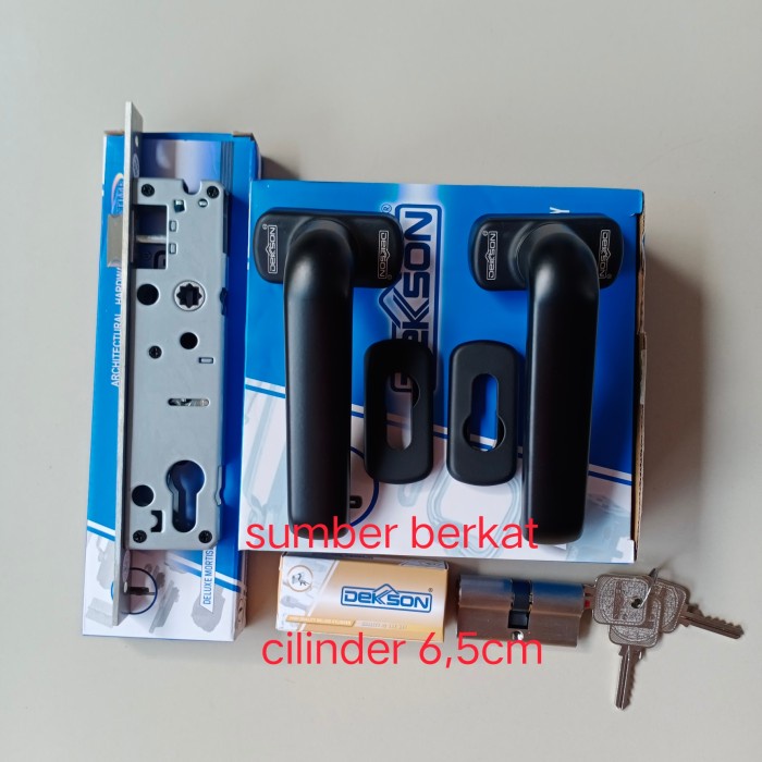 Handle pintu aluminium dekson Lhr 0816 hitam + kunci set
