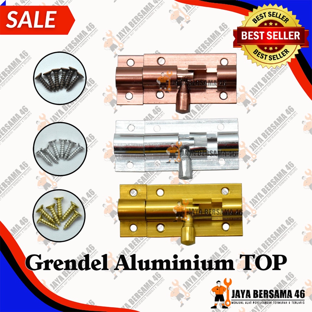 GRENDEL ALUMINIUM TOP / SLOT PINTU MURAH / GERENDEL SLOT SELOT ALUMINIUM ALMUNIUM PINTU JENDELA KAMAR MANDI 2 INCHI