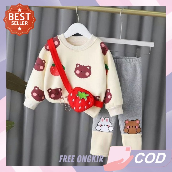 Set Ansk Perempua Termurah Gemas Fashion Lucu Motif Kekinian Atasan Bawahan Rok Celana Panjang Pende