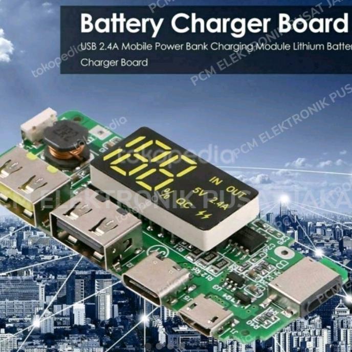 Trending Modul Power Bank Powerbank Fast Charging 2.4A Micro Usb+Type C Usb