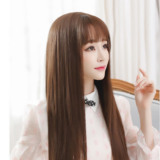 Terlaris Wig Wig Wanita Rambut Palsu Model Panjang Lurus Poni