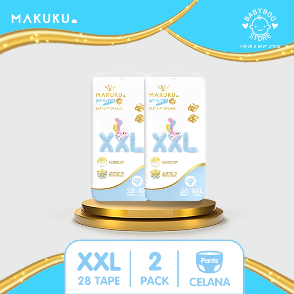 MAKUKU SAP Diapers Procare Pants XXL28 x 2 Pack Popok Celana Premium Lembut Mencegah Ruam Dan Anti Gumpal