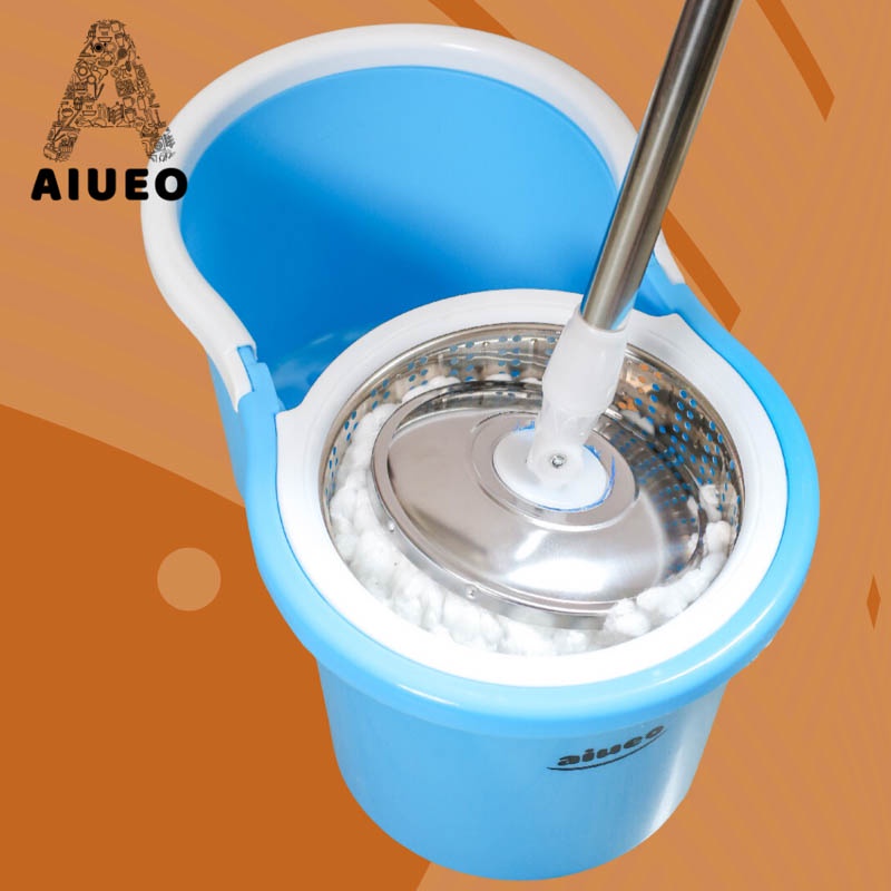 AIUEO Spin MOP Praktis Alat pembersih lantai | Alat Pel MOP | Pel Lantai Kain Ember Spin Magic Twist | Fiber Clean