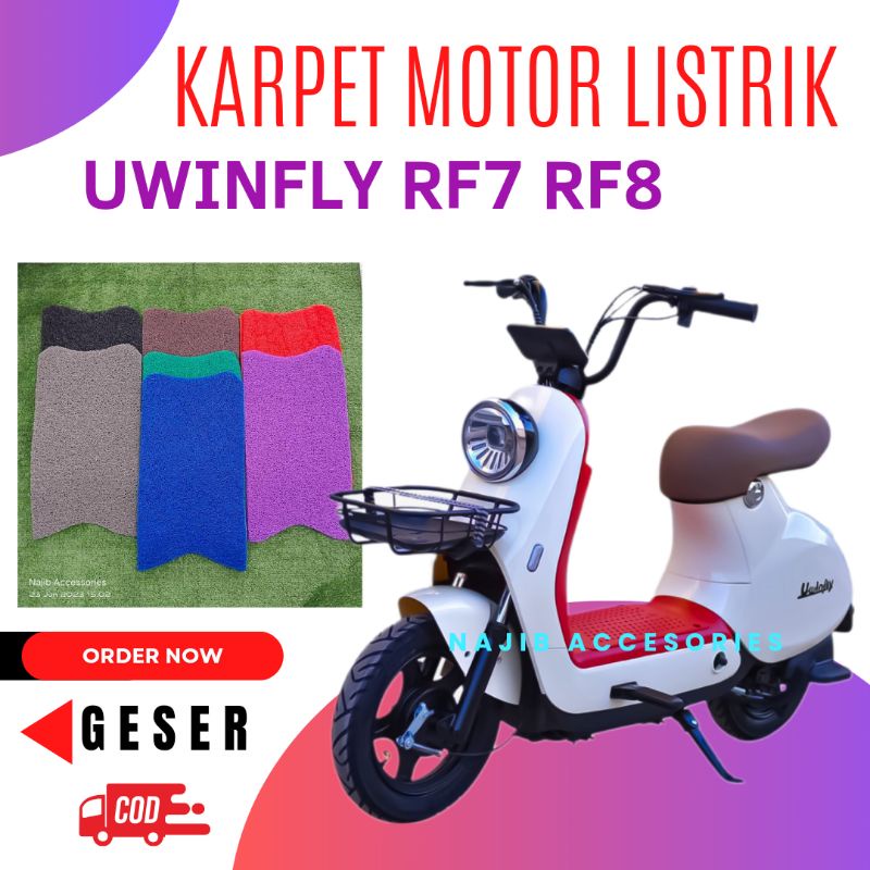 Karpet Alas Pijakan Kaki RF7 RF8 Model Mie mi Bihun Bahan Premium Sepeda Motor Listrik Uwinfly RF7 RF8 R7 U winfly Red Fish Goda 148 Termurah