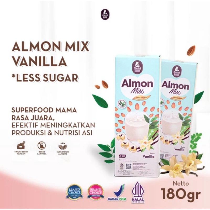 MamaBear Almon Mix Less Sugar 180 gr - Susu Almond Pelancar ASI