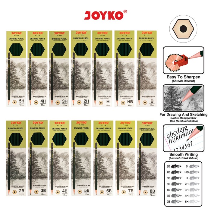 

Drawing Pencil Pensil Untuk Menggambar Joyko P-118 1 Box 12 Pcs