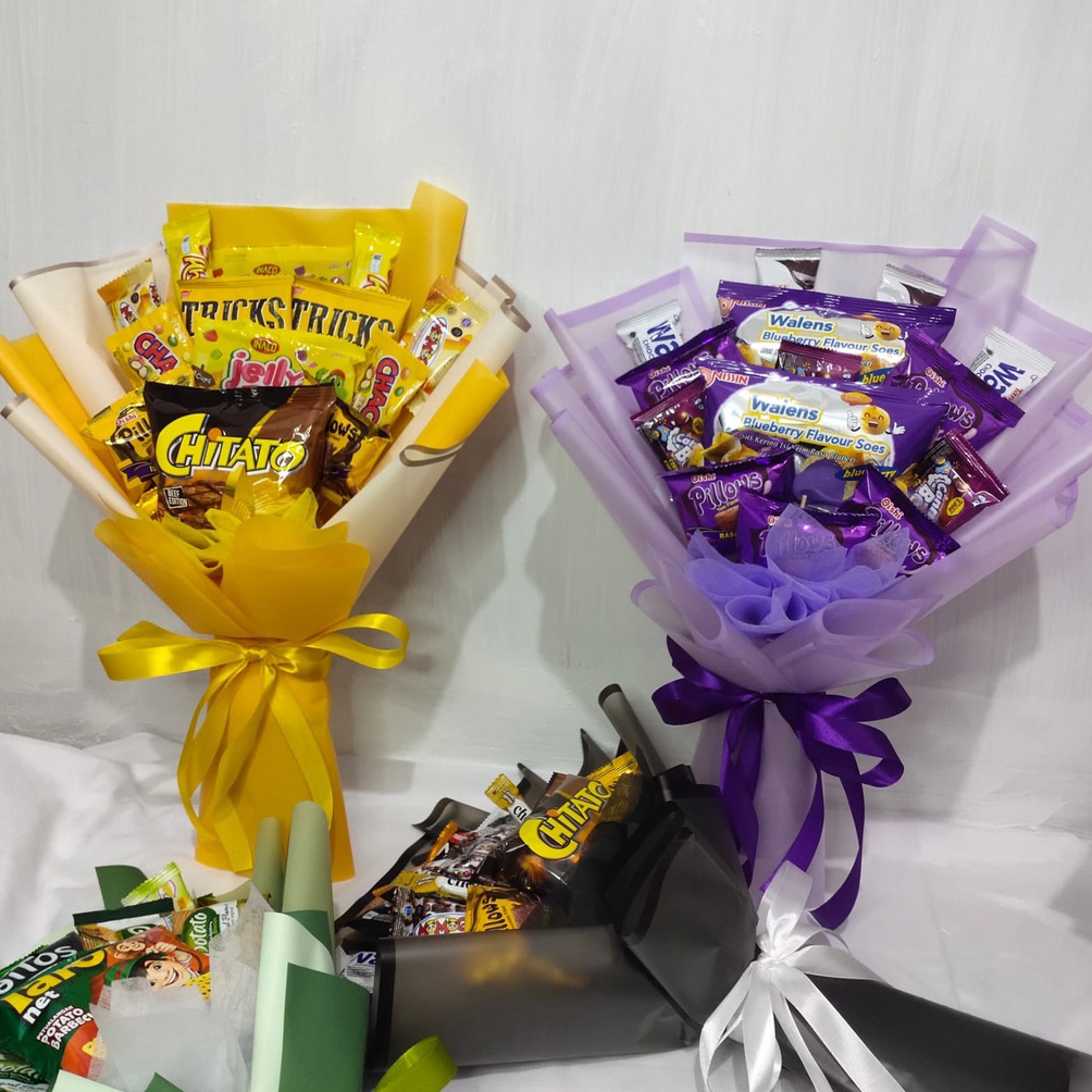 

9.9 BRANDS FESTIVAL (Ready Stock) Bouquet / Buket snack makanan ringan untuk Wisuda / Hari Ibu / Ulang Tahun / Hadiah / Anniversary / Valentine / Hari Guru