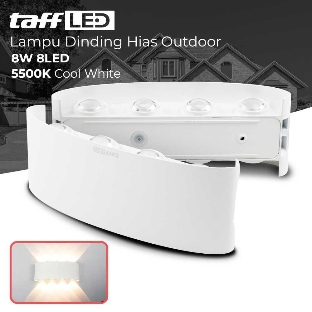 TaffLED Lampu Dinding Hias Outdoor Modern Aluminium 8 LED Cool White - 366-8