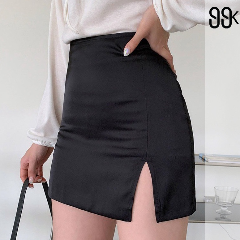BIG SALE|| Mini Skirt Bodycon Satin Split Rok Pendek Belah Samping 1126 (S-XL)