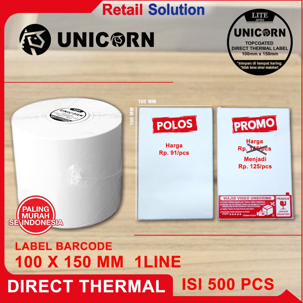 

8.8 FLASH SALE Stiker Label Resi Thermal 100x150 / 100 x 150 mm / 100x150mm / A6 / 10X15CM / 10 X 15 CM / 10X15 CM