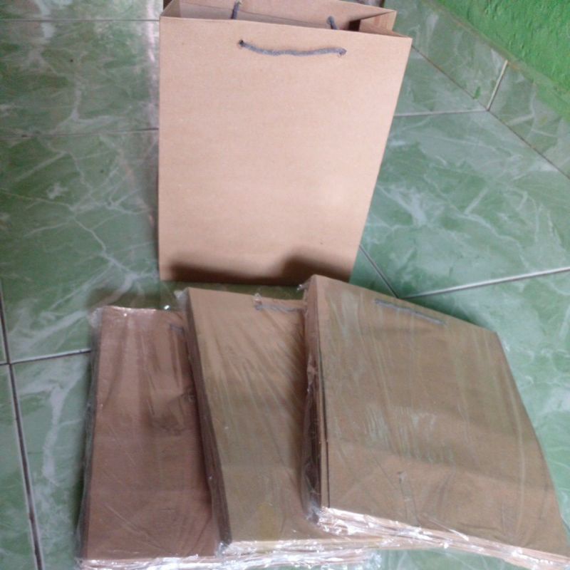 1Lusin tas coklat polos tas jajan tas asul-asul lahiran paperbag R7 polos murah