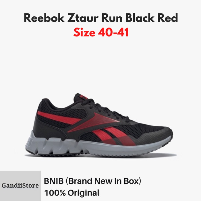 Sepatu Lari Pria Reebok Ztaur Run H67602 Black Red Men Running Bnib