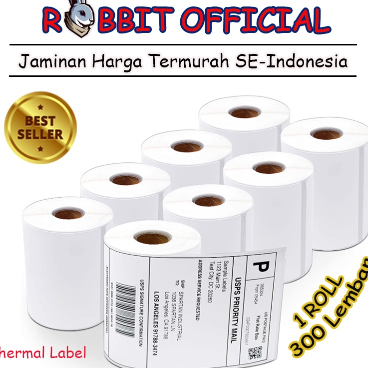 

>XG34448< LABEL THERMAL 78 x 100 KERTAS STICKER BARCODE 78x100mm Isi 300 PCS
